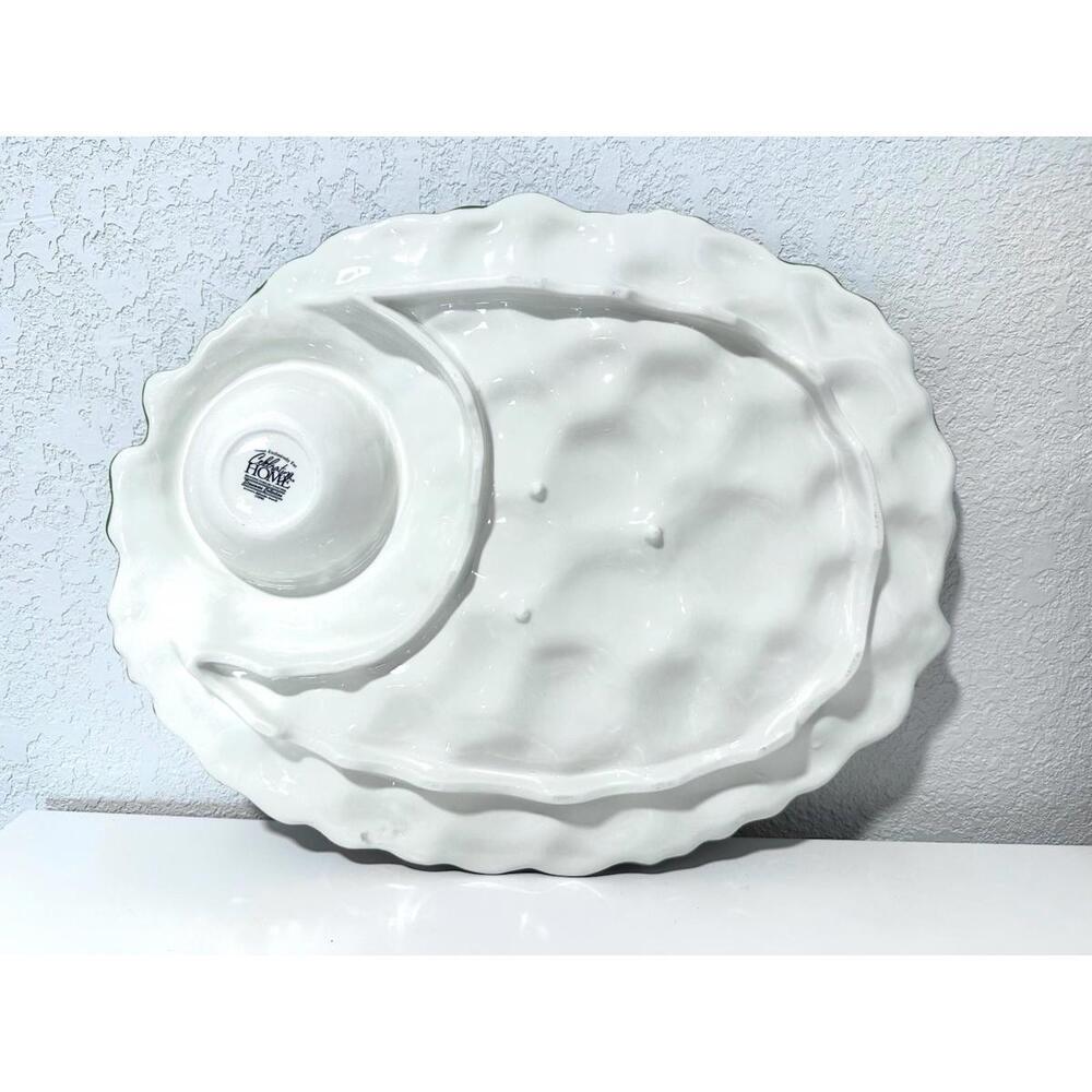 Celebrating Home Grape Platter Stoneware Collection Purple Green Glossy 16"x13" - Picture 2 of 8